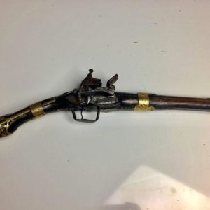 18th Century brass bound Flintlock pistol Side