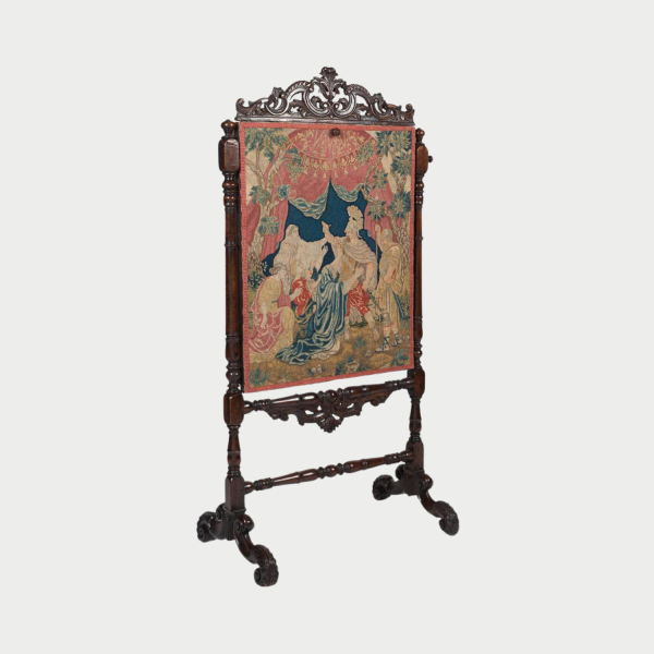 Antique Needlework and walnut screen, English C.1700