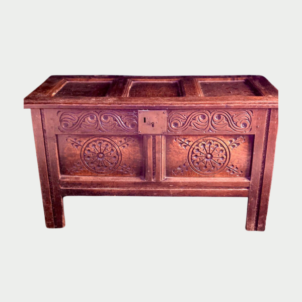 Antique Small oak coffer, English 17th century