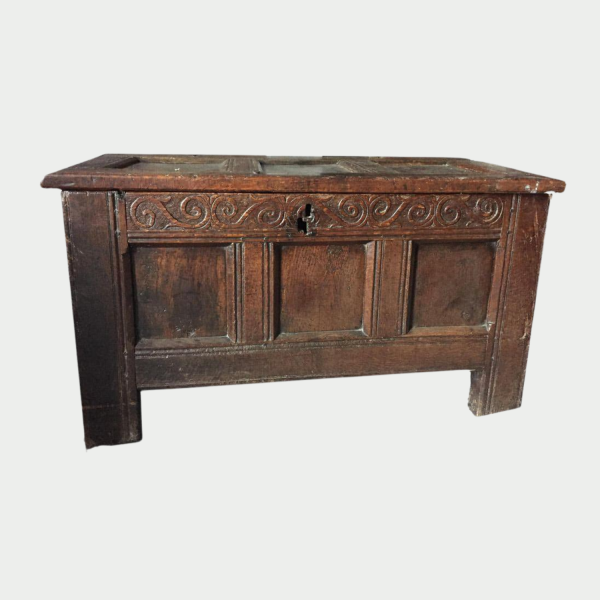 Antique small oak coffer, English 17th century