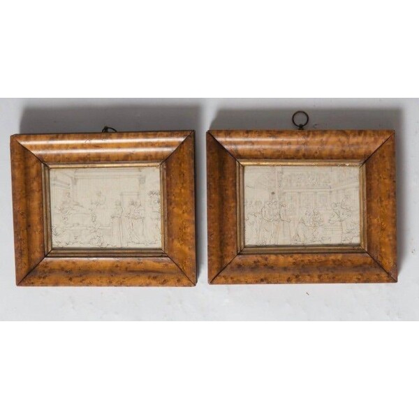 Pencil drawings from wall paintings Italy, c. 1800 with Frames