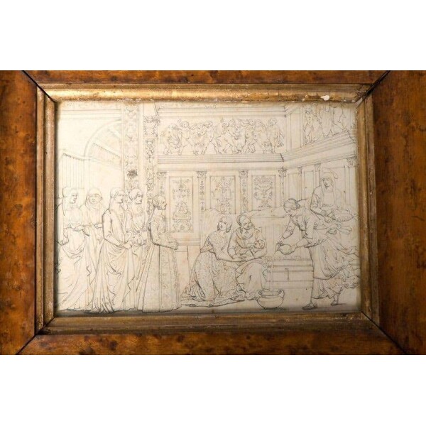 Pencil drawings from wall paintings Italy, c. 1800 with Frame