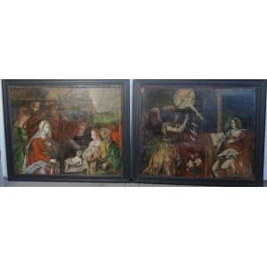 Pair of early panel paintings Continental, c. 1500 With Frames