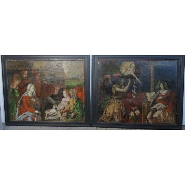 Pair of early panel paintings Continental, c. 1500 With Frames