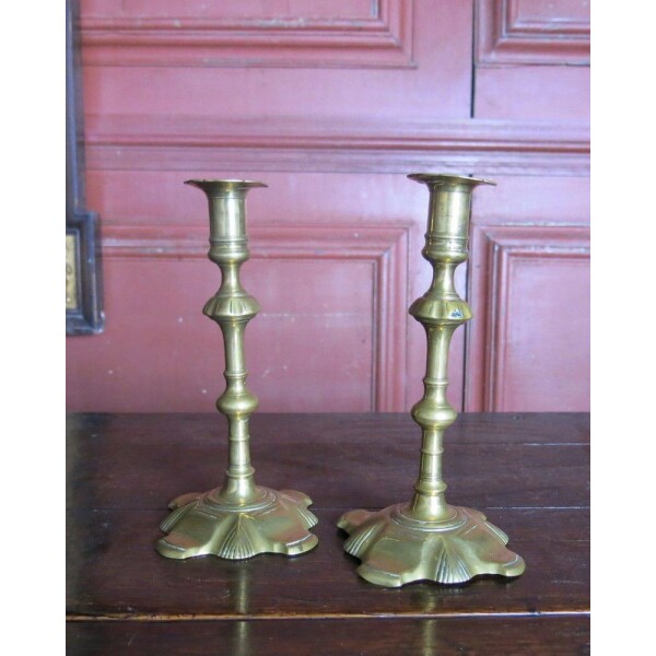 Pair of tall candlesticks 18th century Front