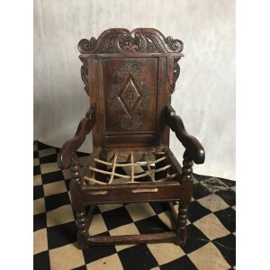 Antique Wainscot chair, English 17th century Front