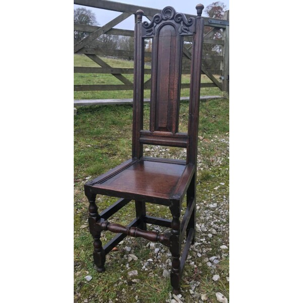 Set of four oak chairs, England 17th century Front Facing