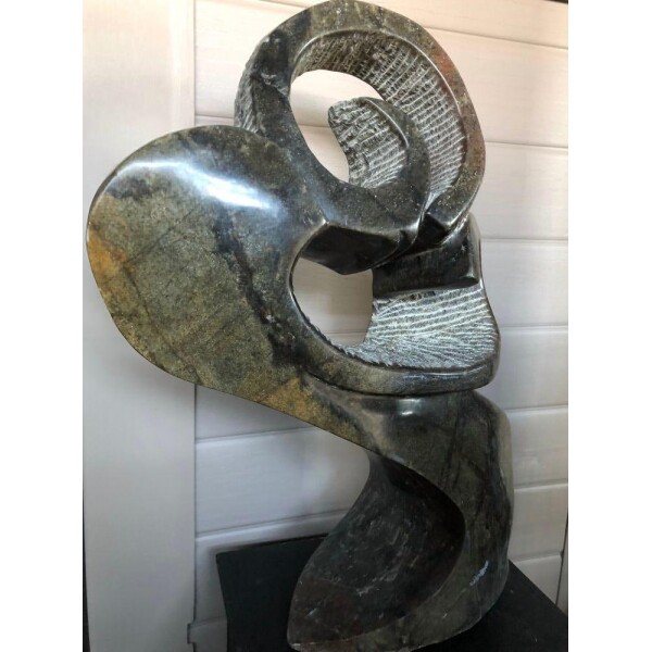 Stone abstract sculpture, contemporary Front View