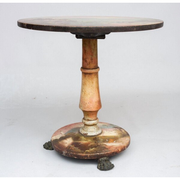 Antique painted centre table, English 19th century Side View