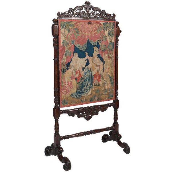 Antique Needlework and walnut screen, English C.1700 Tapestry