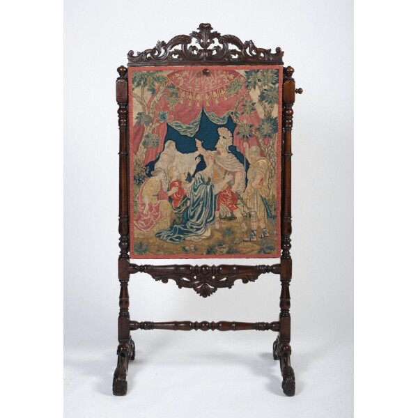Antique Needlework and walnut screen, English C.1700 Front Facing