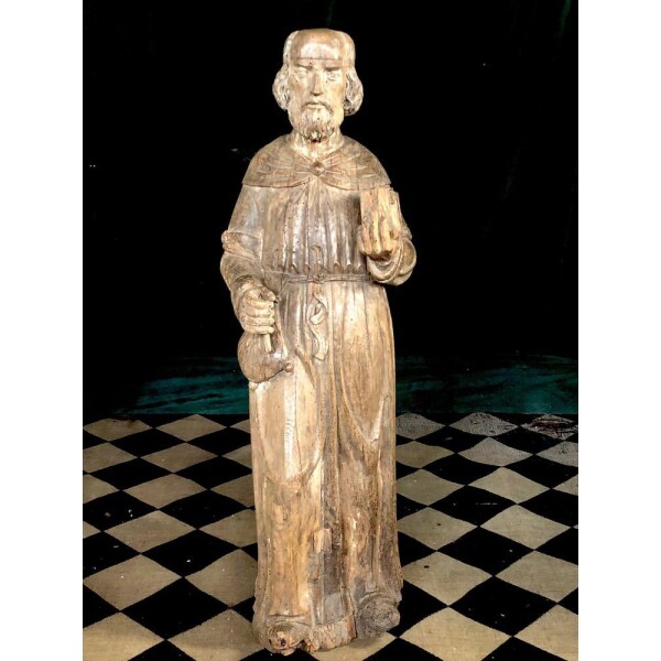 Large wood carving of a saint England, c.1500 Front