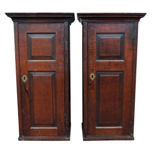Antique Pair Of Oak Cabinets, Welsh 18th century Front