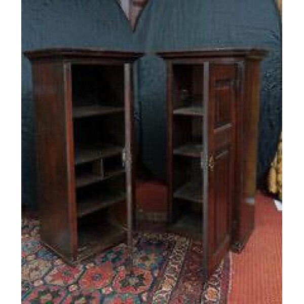Antique Pair Of Oak Cabinets, Welsh 18th century Open