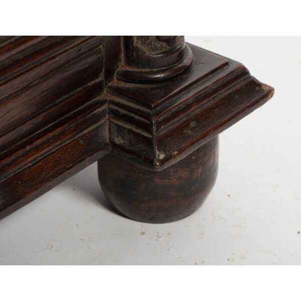 Antique Table Coffer Carved, Continental, C. 1600 Closeup Foot