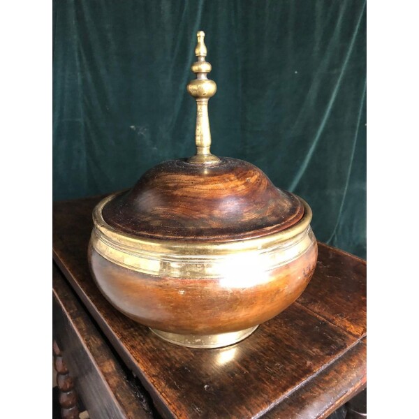Brass bound elm tobacco box c1750
