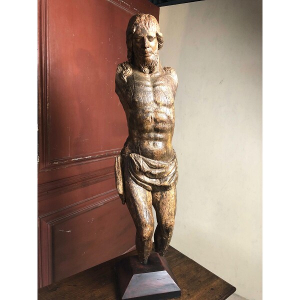 Lime wood carving of Christ figure c1500 Standing No Arms