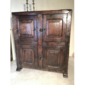 Pyrenees area mixed woods 4door cupboard c1700 Front Drawers Closed