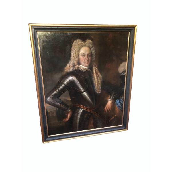 Three-quarter length oil on canvas painting of gentlemen in armour With Frame