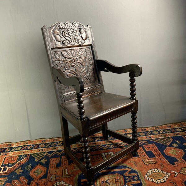 Oak Wainscot Chair c1680 Side View