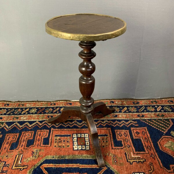 18th Century Brass Bound Candle Stand Side