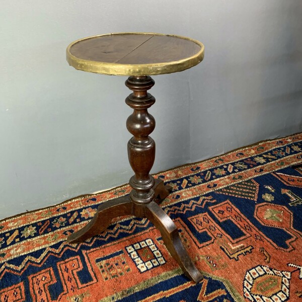 18th Century Brass Bound Candle Stand Standing