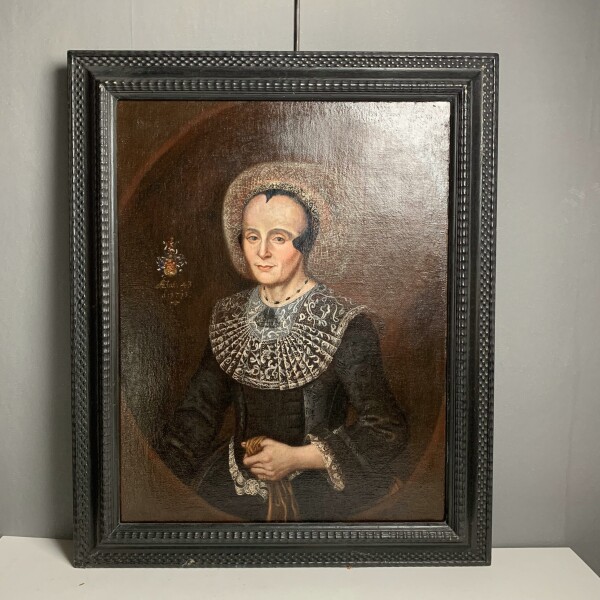 A Spanish Portrait Oil on Canvas of a Lady Frame
