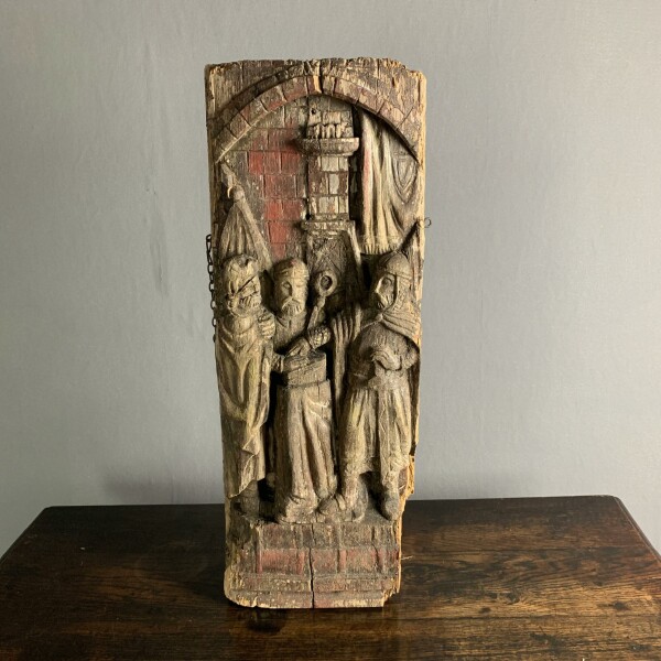 Pine Carving Depicting Knights Templar Front