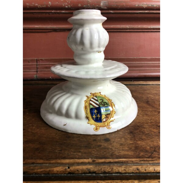 A 17th Century White Italian candlestick Front Facing