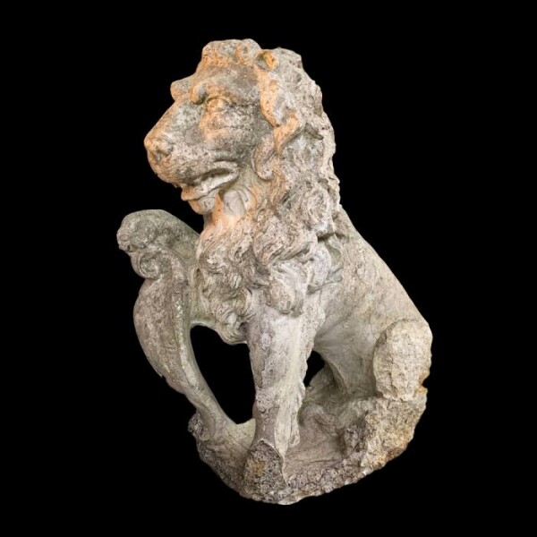 Early 19th Century Reconstituted Stone Lion Side