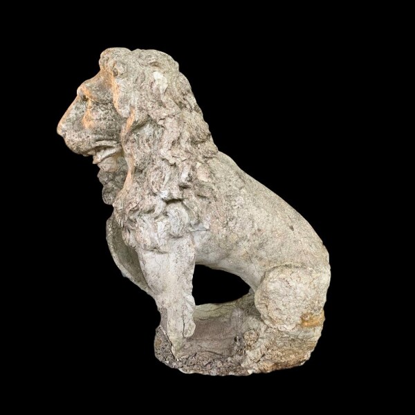 Early 19th Century Reconstituted Stone Lion Side