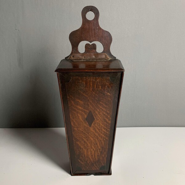Oak and Cross banded candle box Circa 1800 Front