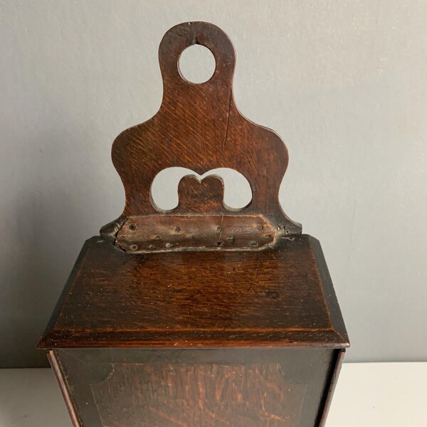 Oak and Cross banded candle box Circa 1800 Top