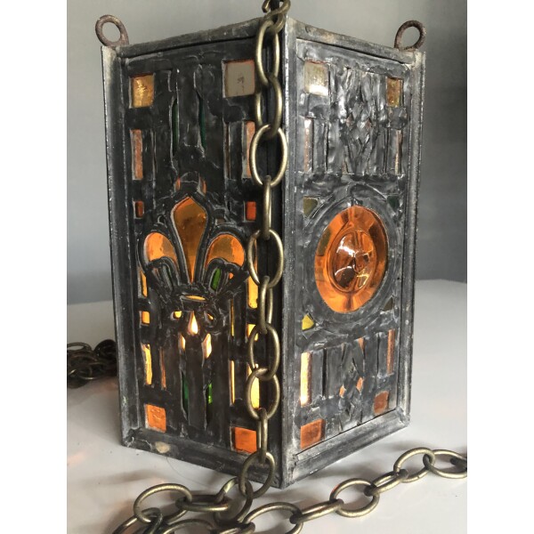 Lead and stained glass 19th Century lantern