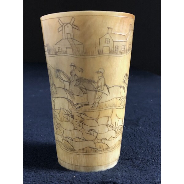 Antique Cup with Horse Engravings