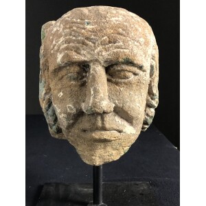 Stone head of a man circa 1600 Closeup Face