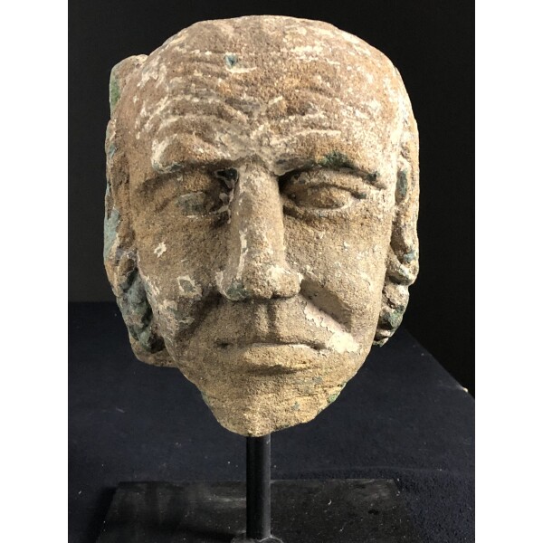 Stone head of a man circa 1600 Closeup Face