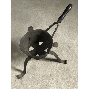 Early Iron Brazier with Original Wooden Handle 18th Century