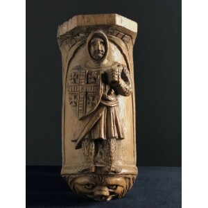 16th Century Oak Woodcarving depicting a Knight with Shield
