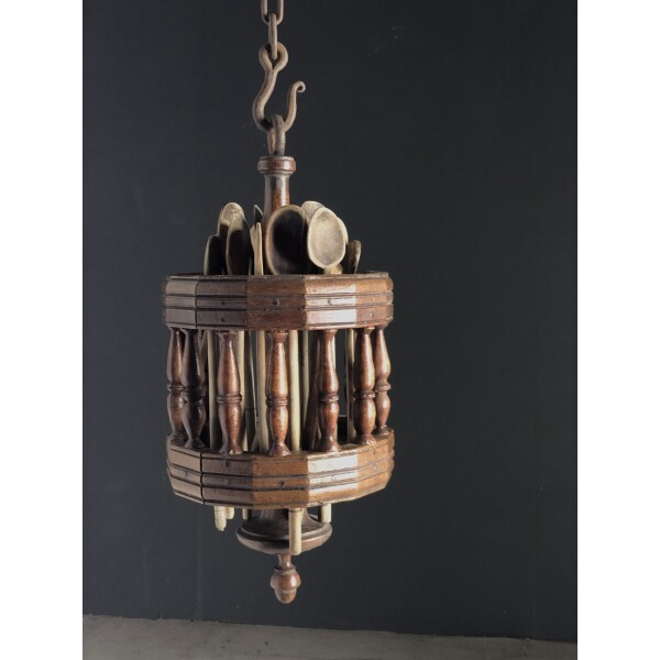 17th century rare hanging spindle spoon rack
