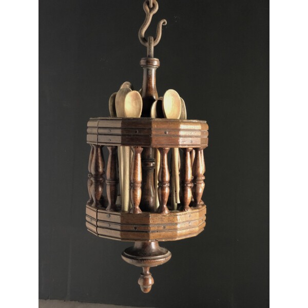17th century rare hanging spindle spoon rack Hanging