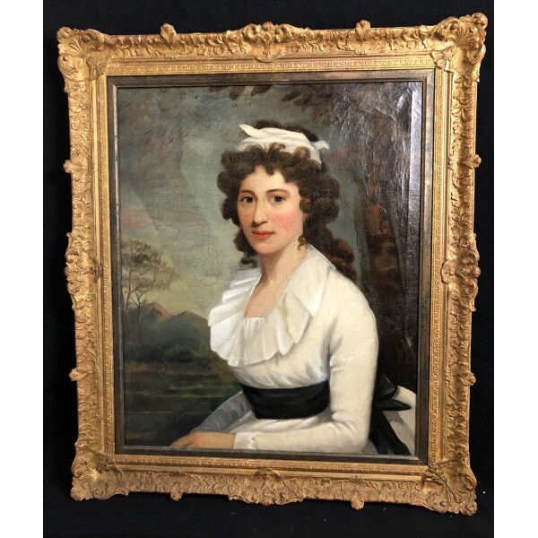 Good painting of young lady oil on canvas c1800