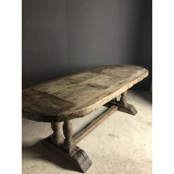 Good oak trestle table early, 18th century in good condition and a lovely grey colour and surface