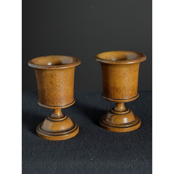 A pair of vase shaped turned cups, late 19th Century
