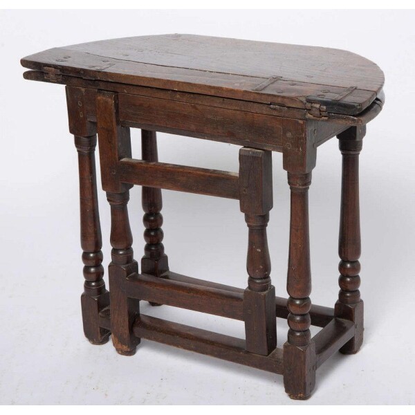 Well patinated oak folding table 17th century Folded View