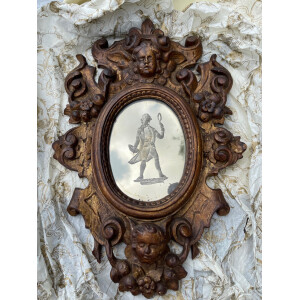 18c carved giltwood mirror with original plate