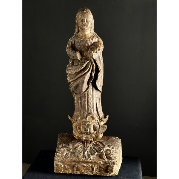 Large 16c woodcarving with some original polychrome decoration
