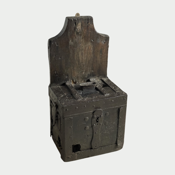 Rare English Oak and Iron Collection box C1500