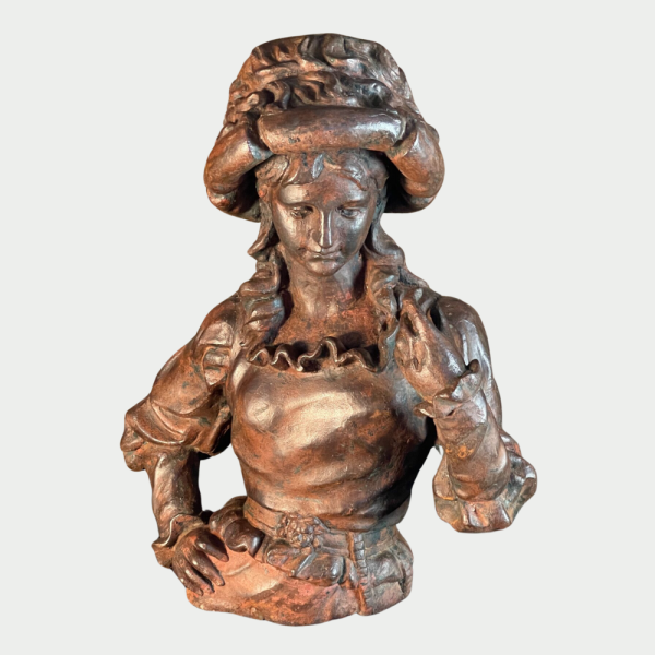 19th Century Iron Sculpture of a Lady in a very fine hat