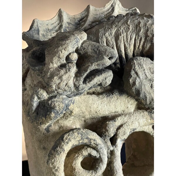 15th/16th Century Stone Carved Mythical Beast Alms